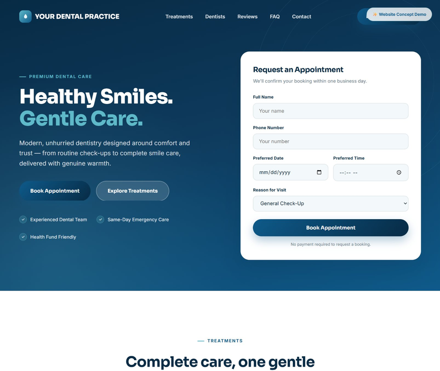 Bright Dental Practice website design