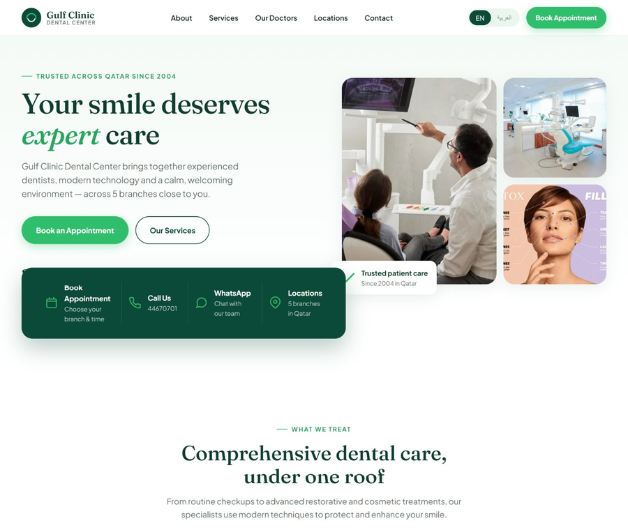 Gulf Clinic Dental Center bilingual website design