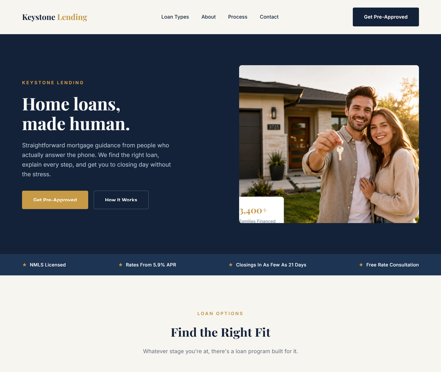 Keystone Lending website design by DanBaz Digital