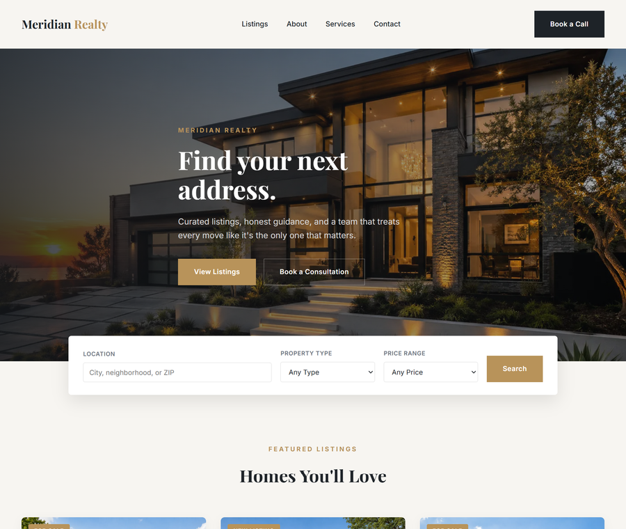 Meridian Realty website design by DanBaz Digital